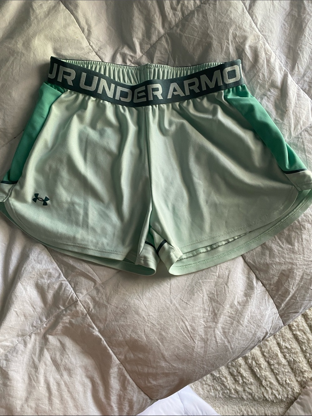 Under Armour Mint Green Athletic Shorts with Teal Accents